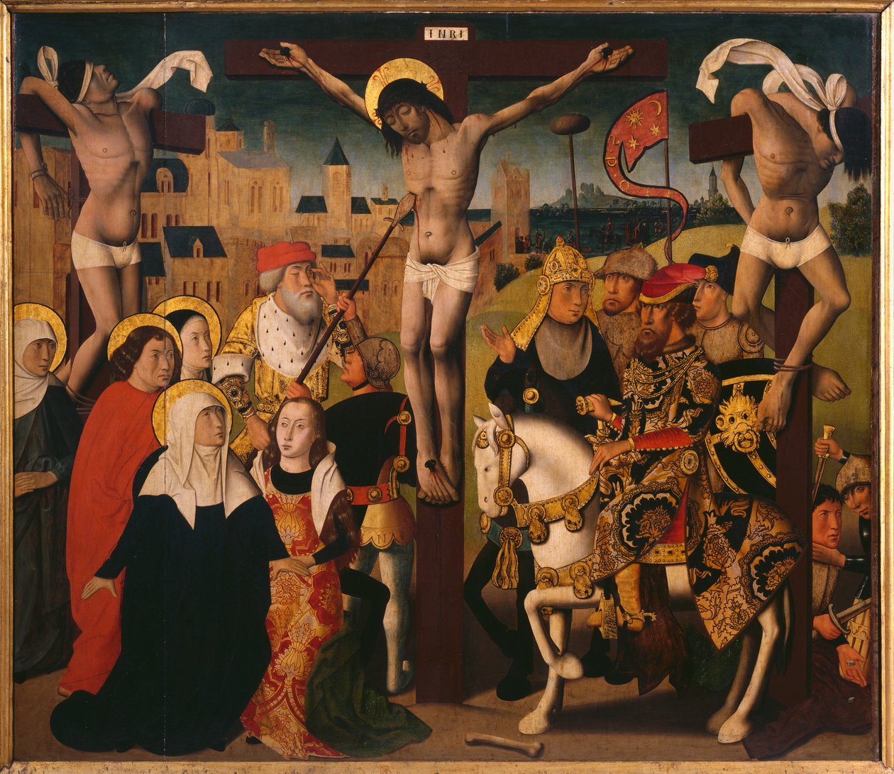 Passion Triptykon, Korsfæstelse, centralt panel (se også 345856, 345857, 345858) af Master of St. Godelieve Legend