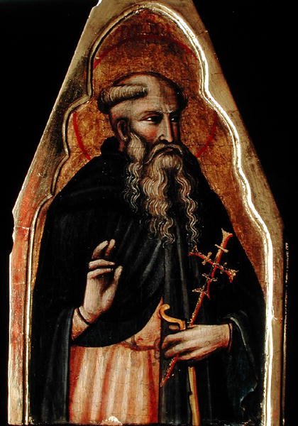 St. Anthony (olie på guldslebet panel) (se også 215327 & 215328) af Master of Teplice
