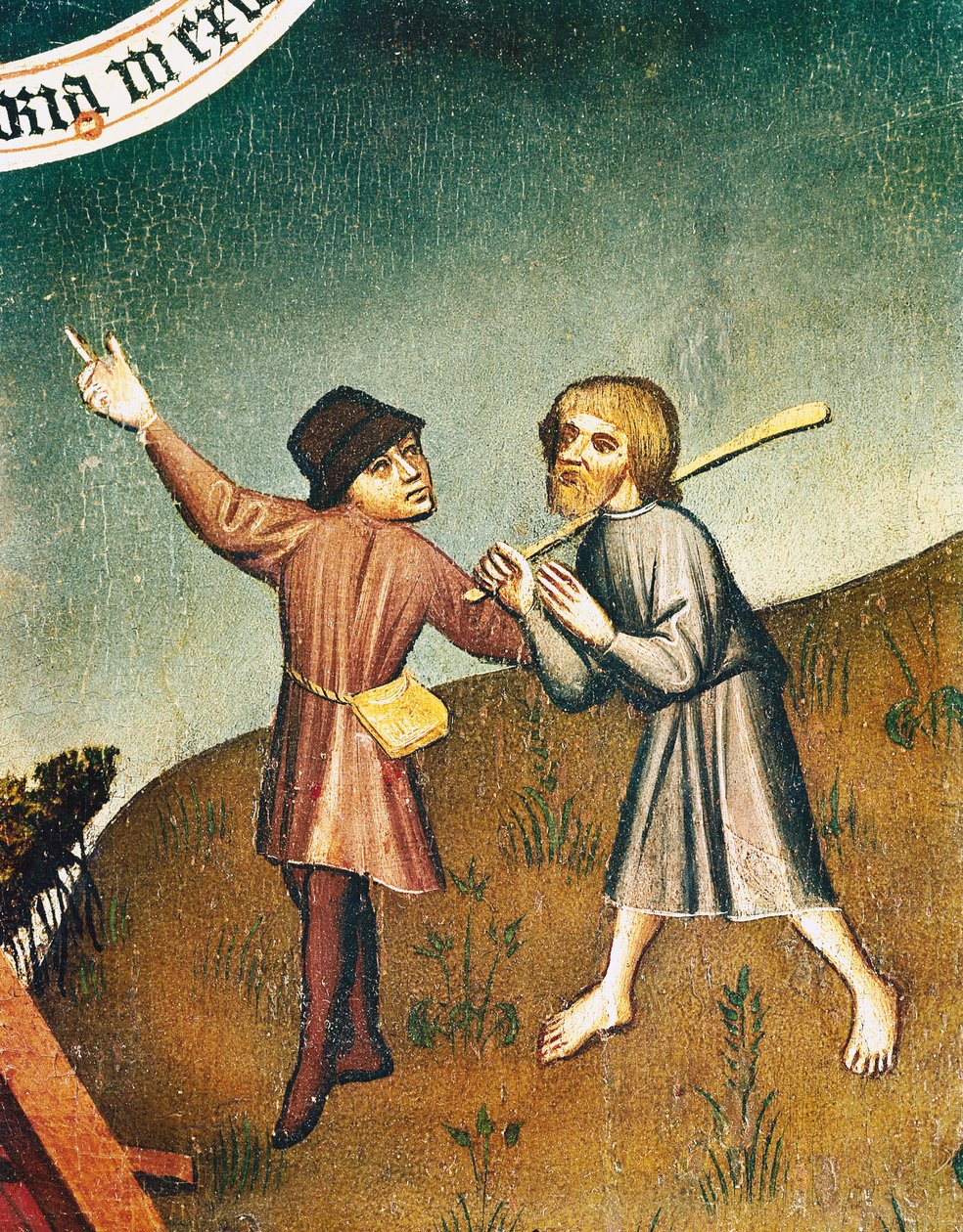 De tre kongers tilbedelse, detalje af bebudelsen til hyrderne, ca.1440 af Master of Zlate Moravce