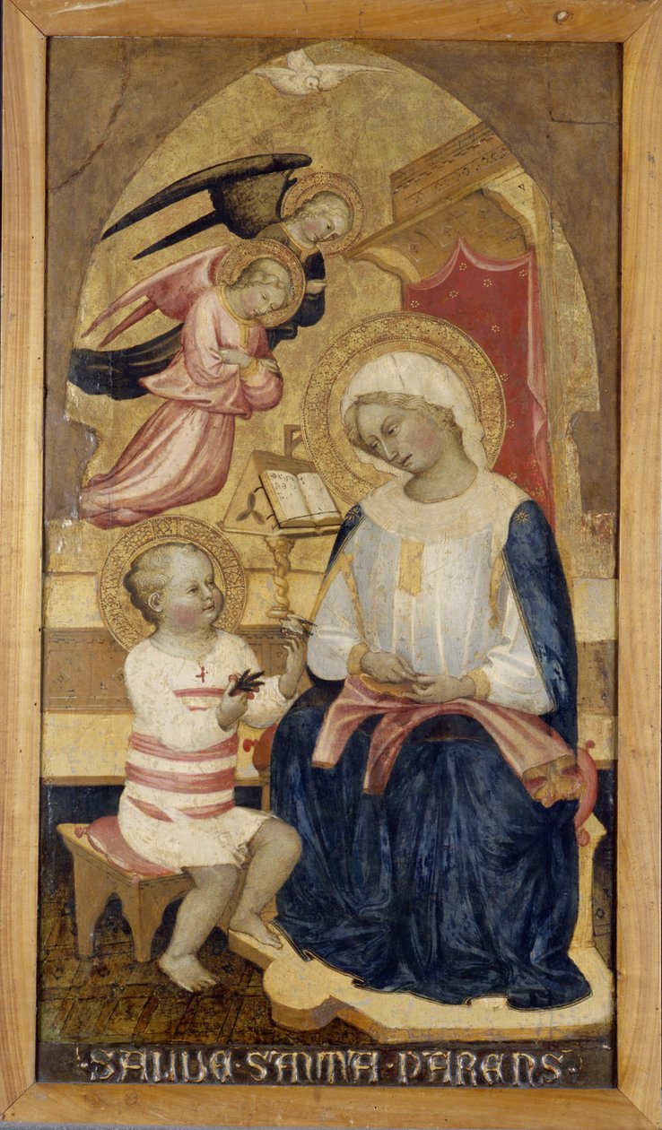 Maria med Jesus og to engle, ca. 1425 (tempera på træ) af Master of the Bambino Vispo