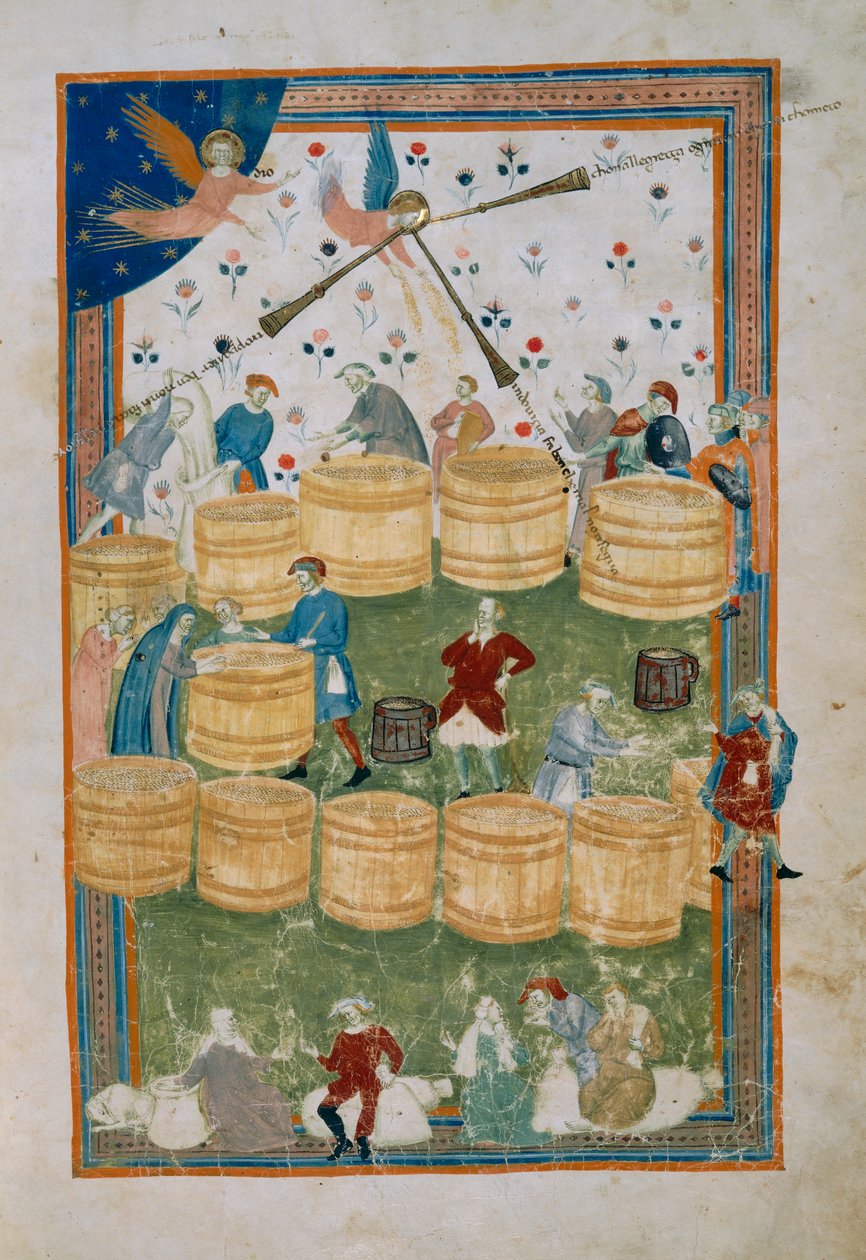 Kornmarked i Firenze (Codice Tempi 3, ca. 7), fra Biadaiolo Codex af Master of the Biadaiolo Codex Master of the Biadaiolo Codex