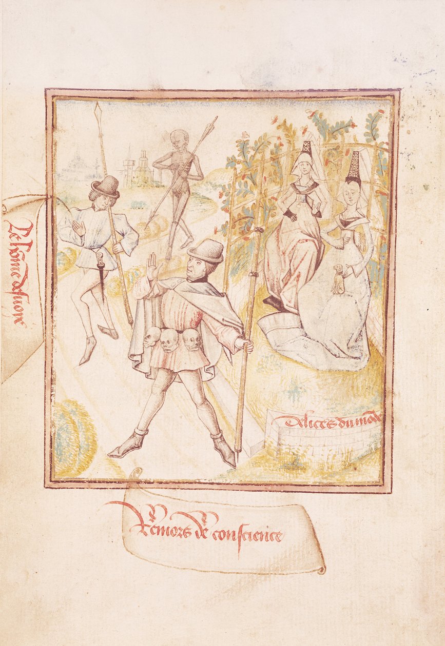 Ms 410 fol.24v Manden, der blev ført på afveje, mens han havde andre tanker og verdens glæder, fra 