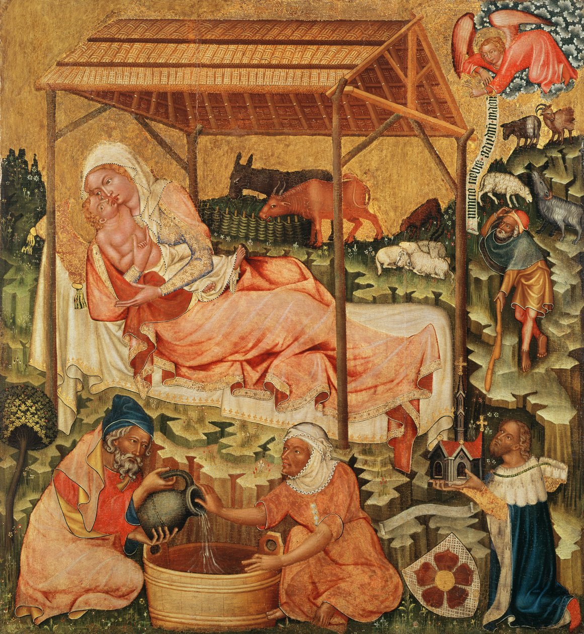 Nativity, ca. 1350 (tempera på træ) af Master of the Cycle of Vyssi Brod