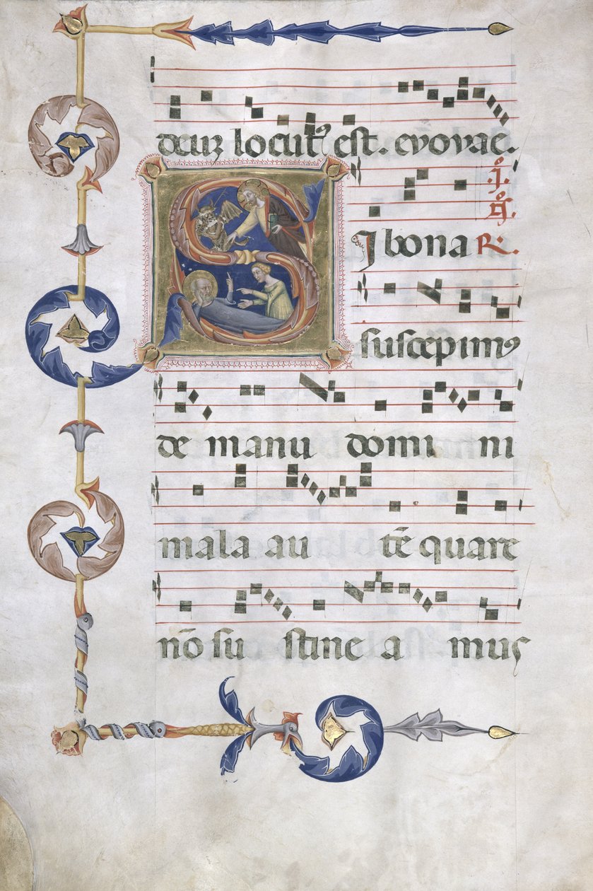 Ms 564 f.13v Side med historisk initial 