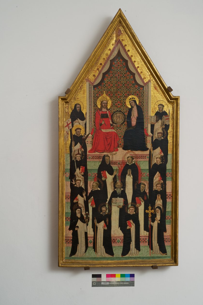 Jomfruen, Kristus og 17 helgener (tempera på panel) af Master of the Dominican Effigies