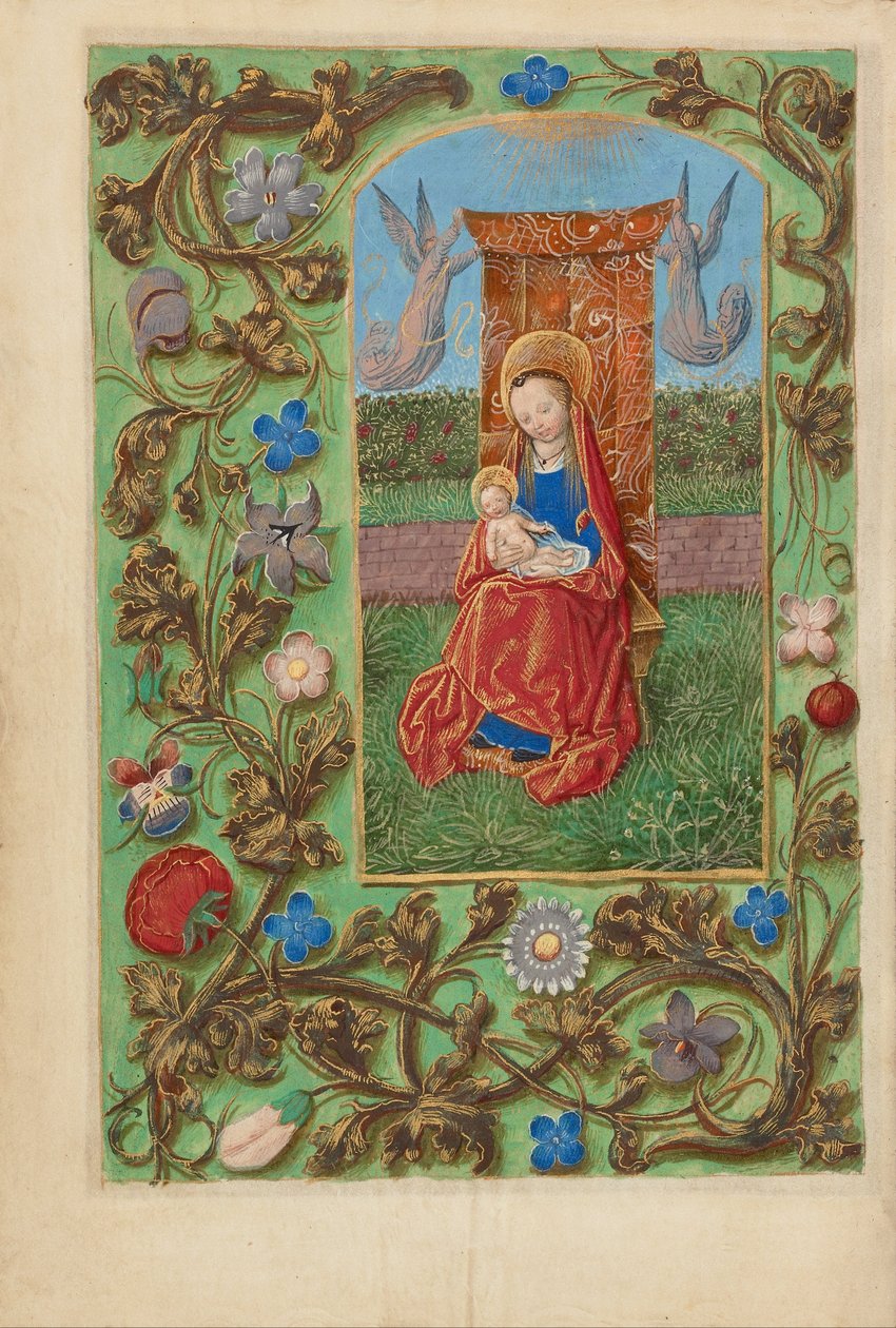 Jomfruen og barnet tronet af Master of the Dresden Prayer Book