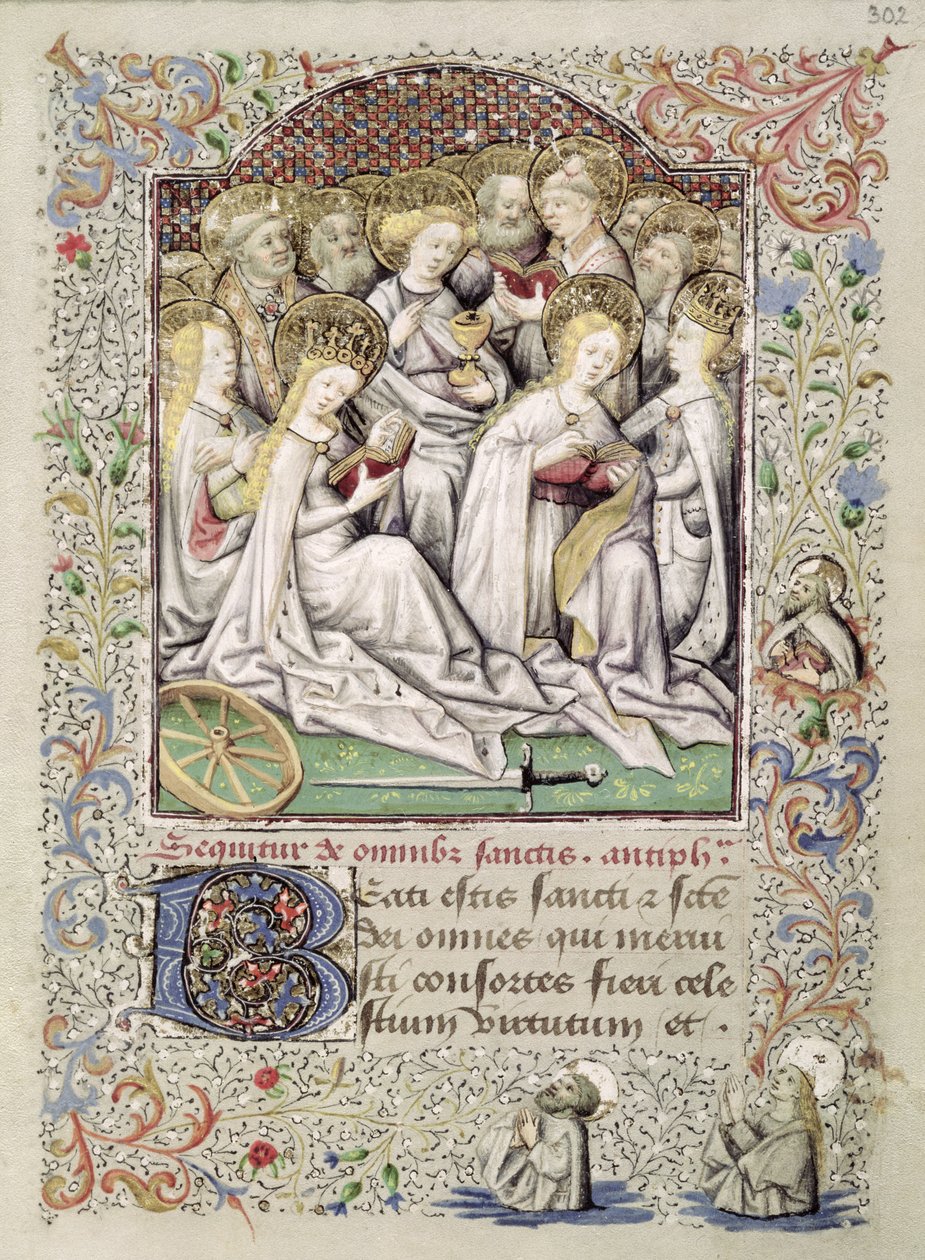 W.82 fol.302r The Virgin Martyrs and Other Saints, fra Coetivy Book of Hours, c.1443 af Master of the Duke of Bedford Master of the Duke of Bedford