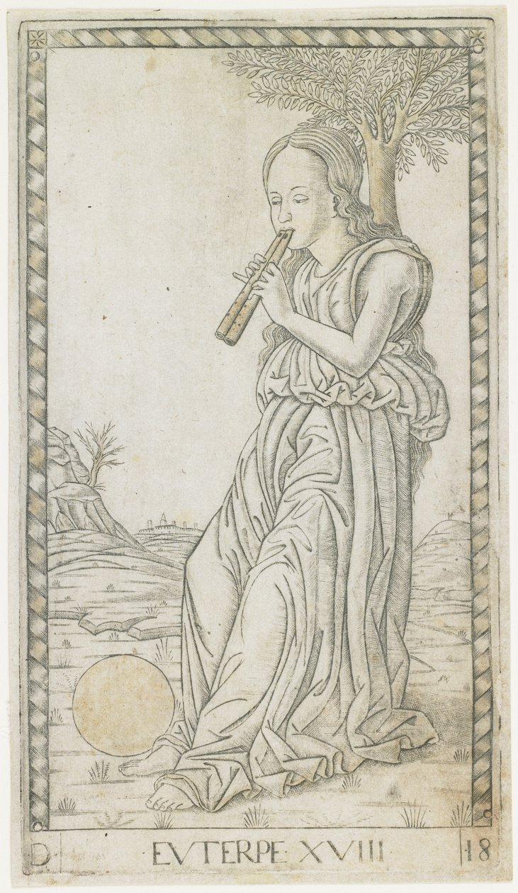 Euterpe, ca. 1465 (gravering forhøjet med guld) af Master of the E Series Tarocchi Master of the E Series Tarocchi
