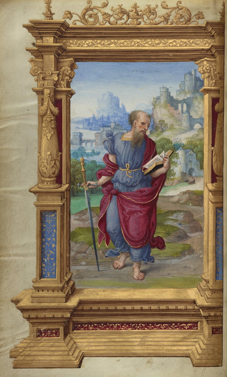 Saint Paul fra Getty Epistles, ca. 1528-30 (tempera farver og guldmaling på pergament) af Master of the Getty Epistles