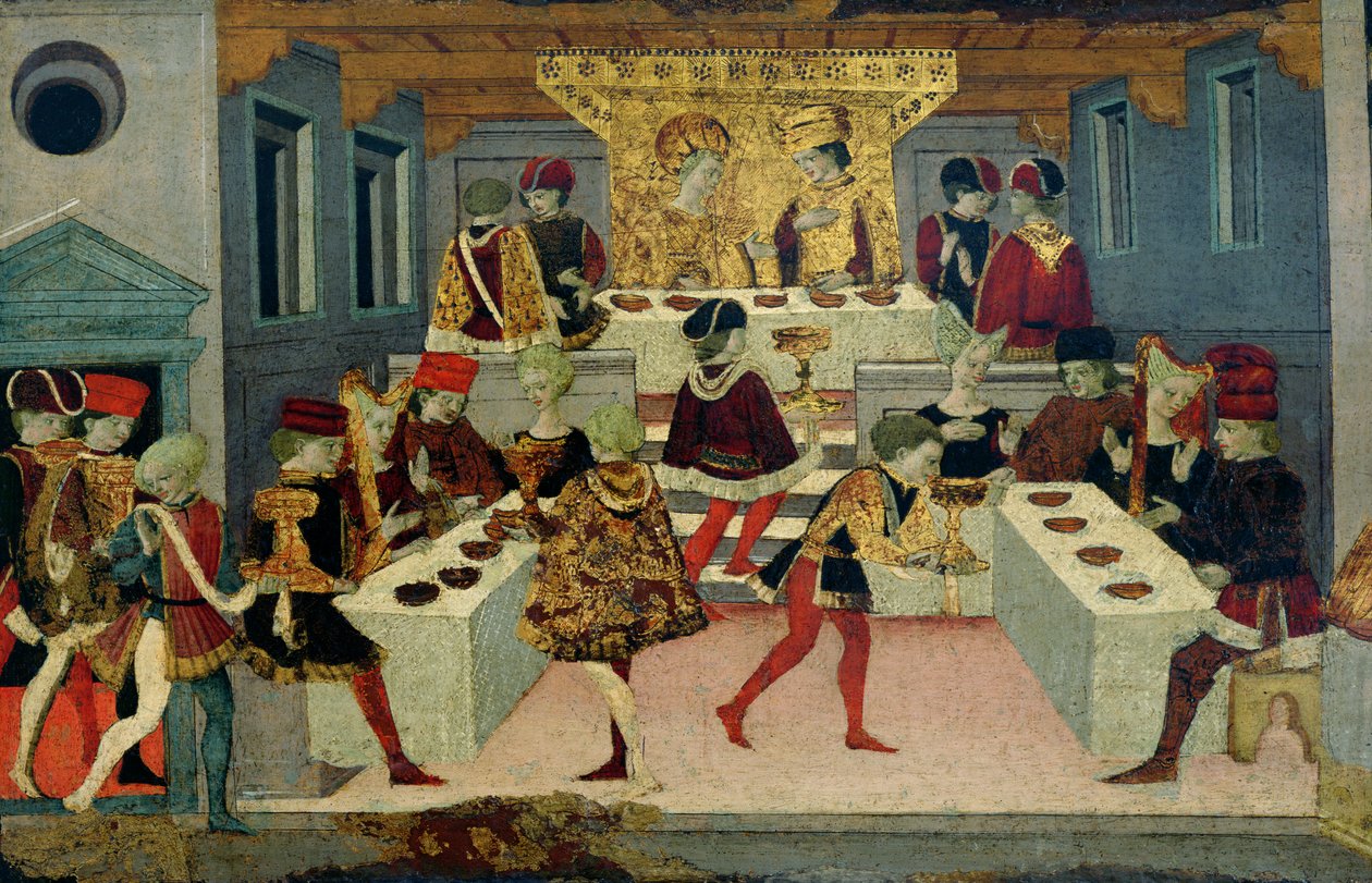 Historien om Alatiel Tavoli: detalje af banketten (detalje af 61024) af Master of the Jarves Chest
