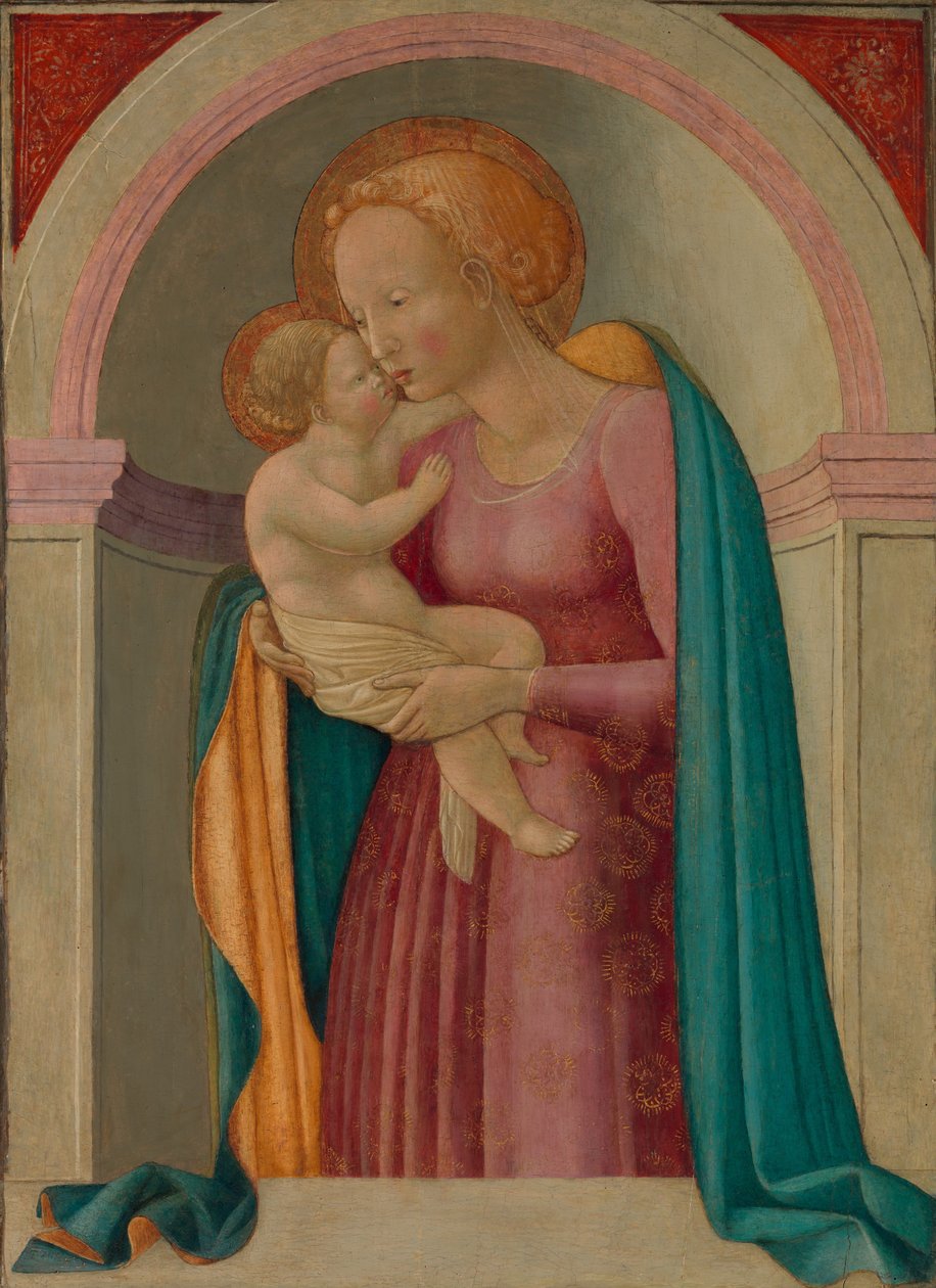 Madonna og barn (tempera og guld på træ) af Master of the Lanckoronski Annunciation Master of the Lanckoronski Annunciation