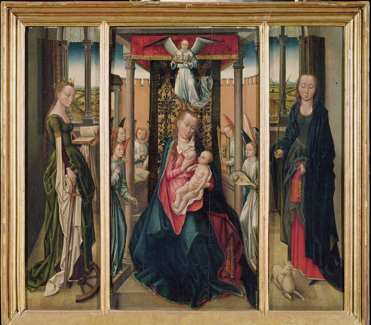 Jomfruen og Barnet med SS. Catherine og Agnes af Master of the Legend of St. Catherine