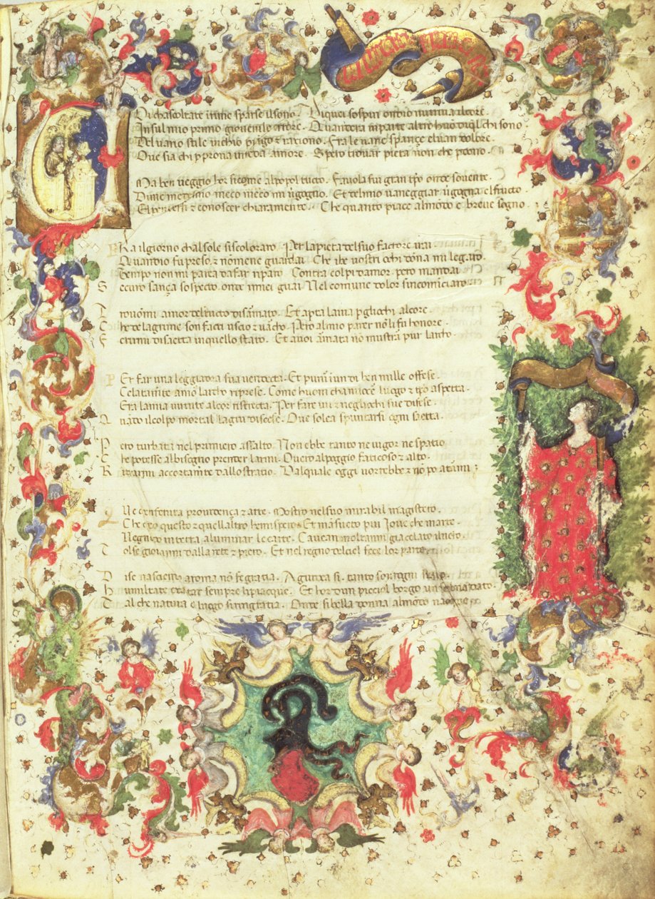Illustreret side fra triumfen af Petrarch (miniature) af Master of the Novella PD