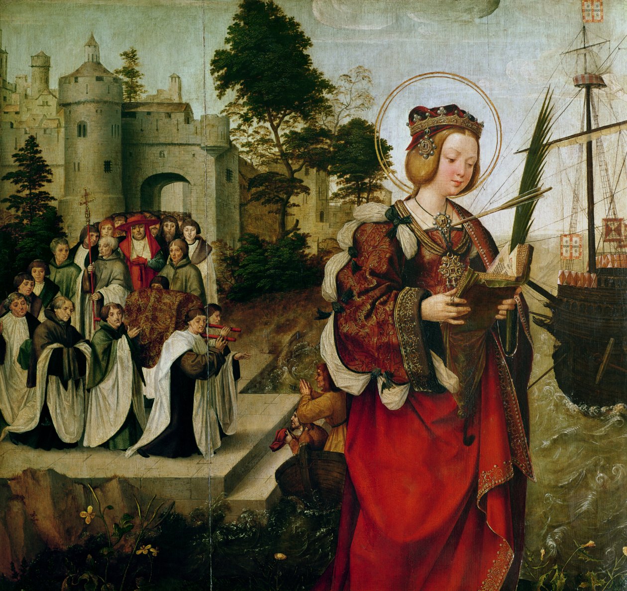 The Cortege of the Relics of St. Auta, fra St. Auta-altertavlen, ca. 1520 (detaljer) af Master of the St. Auta Altarpiece