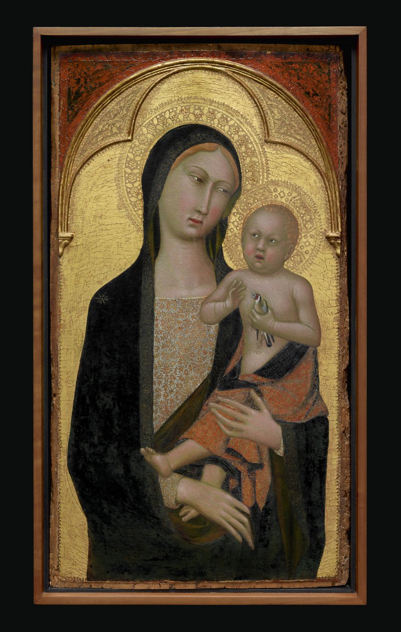 Jomfru og barn, ca. 1340-50 (tempera & bladguld på træ) af Master of the Straus Madonna