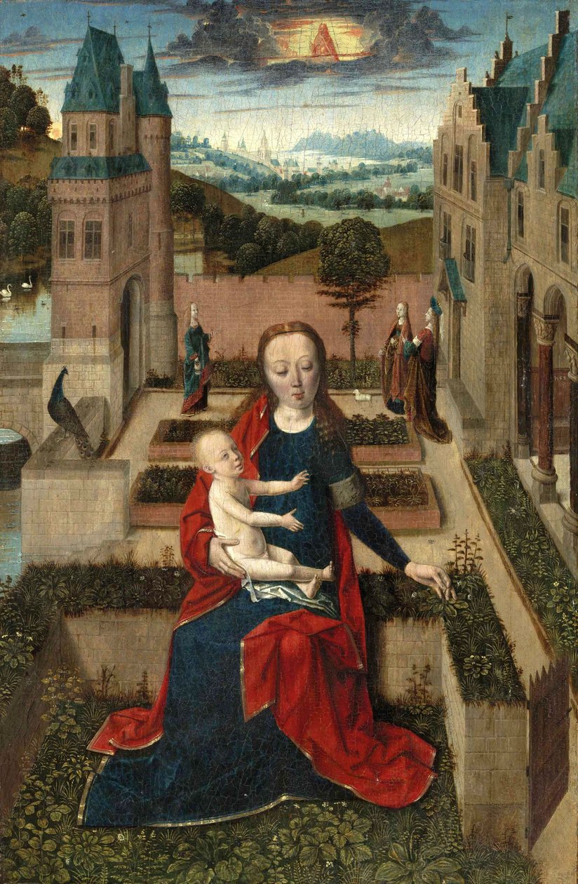 Madonna og barn i en have af Master of the Tiburtine Sibyl