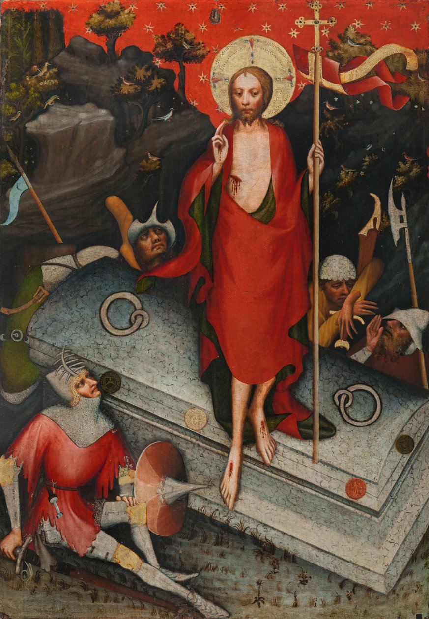 The Resurrection, SS James the Less, Bartholomew, Philip, efter 1380 (tempera på lærred) af Master of the Trebon Altarpiece