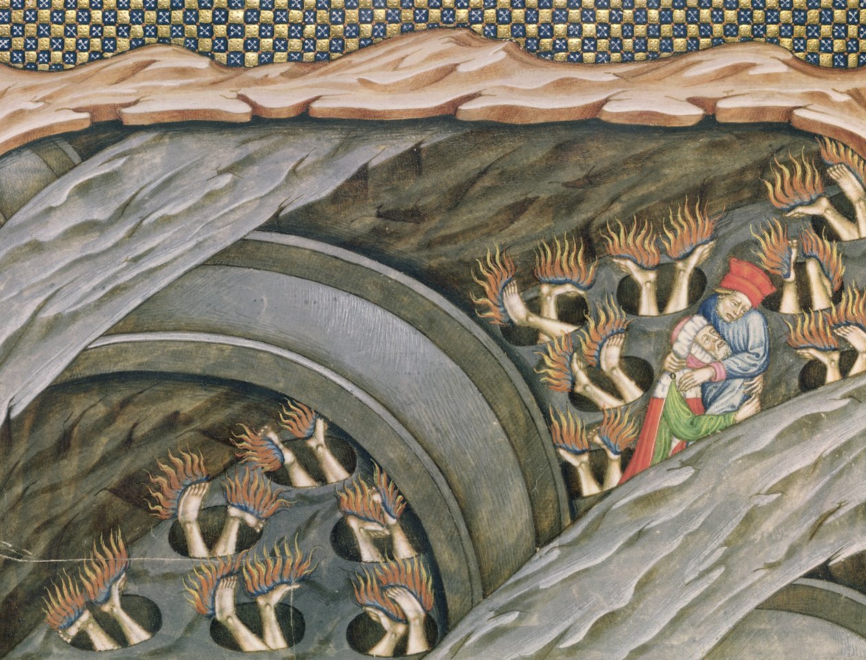 Ms 2017 f.245 Dantes Inferno med en kommentar af Guiniforte delli Bargigi , ca. 1440 af Master of the Vitae Imperatorum