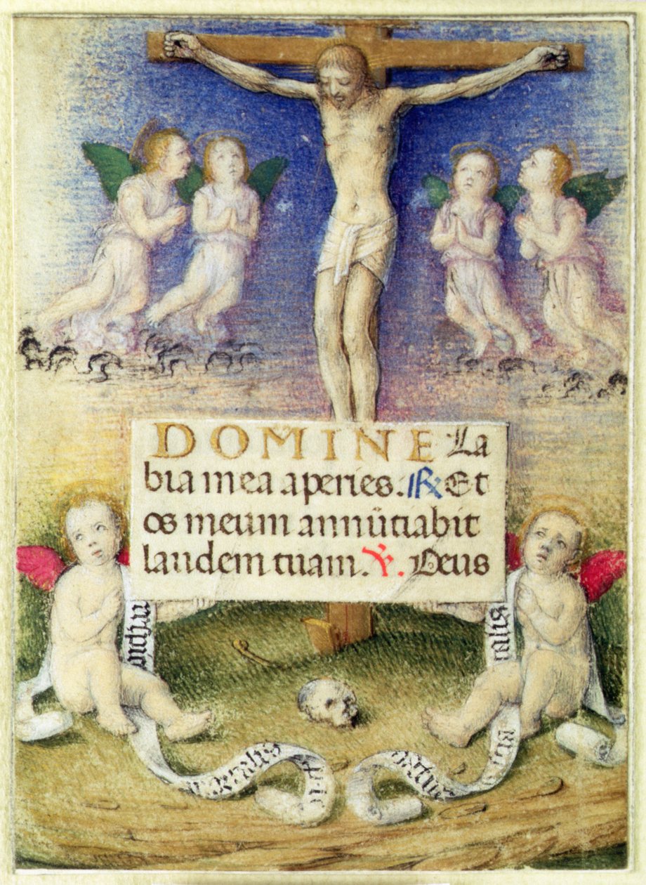 Kristus på korset med engle, ca. 1480 af Master of the della Rovere Missals Master of the della Rovere Missals
