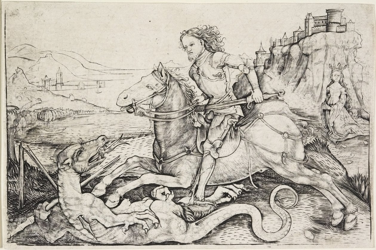 Sankt Georg og dragen, ca. 1480-90 af Master A. G.