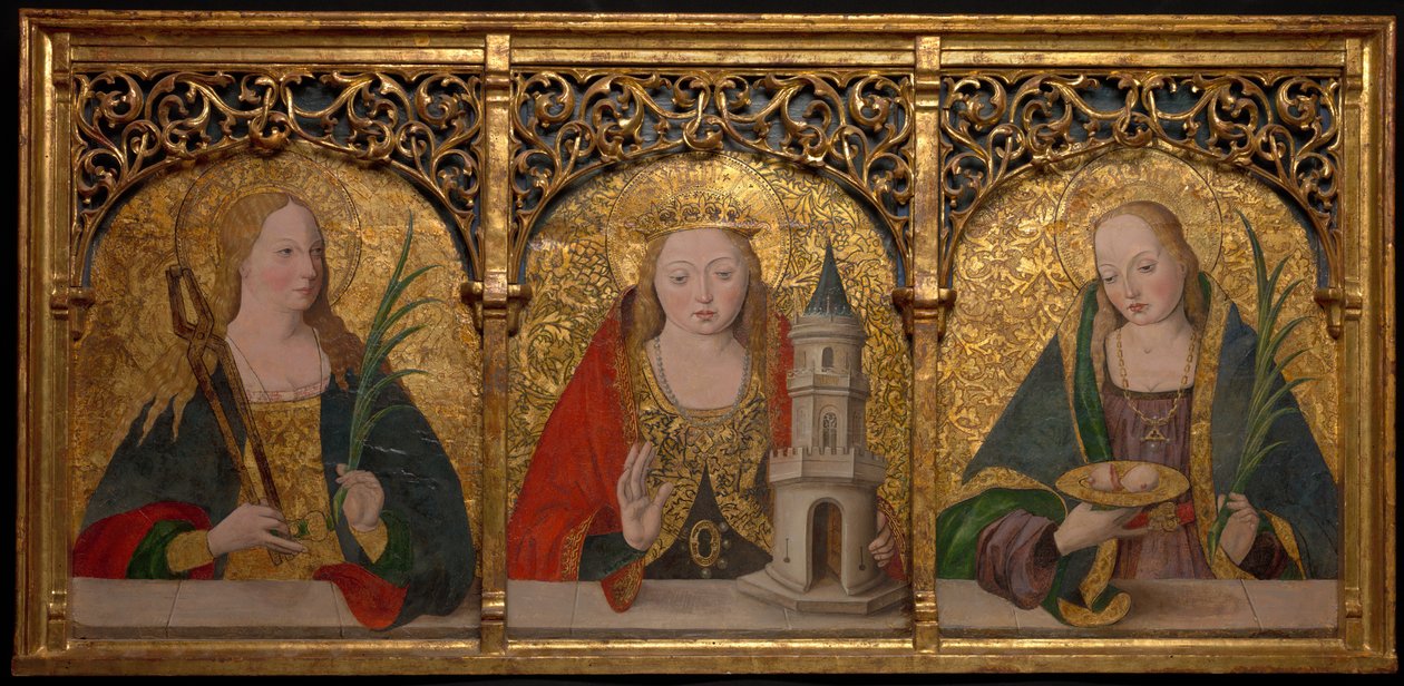 De hellige Apollonia, Barbara og Agatha, 14901500. af Master Alejo