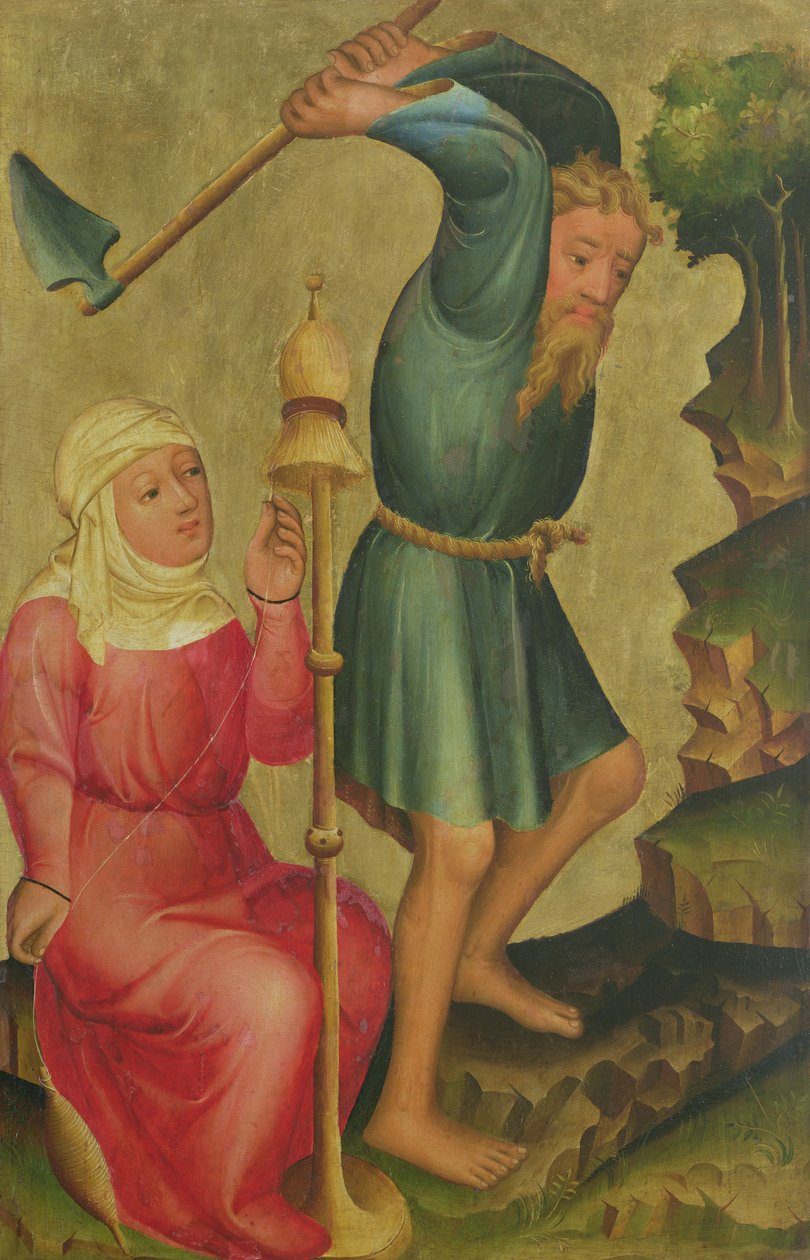Adam og Eva på arbejde, detalje fra Grabow-altertavlen, 1379-83 (tempera på panel) af Master Bertram of Minden
