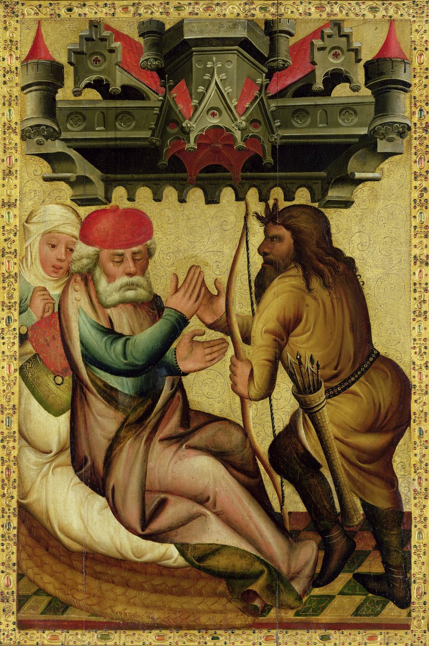 Isaac og Esau fra St. Peters Højalter i Hamborg, Grabower-alteret, 1383 (tempera på panel) af Master Bertram of Minden
