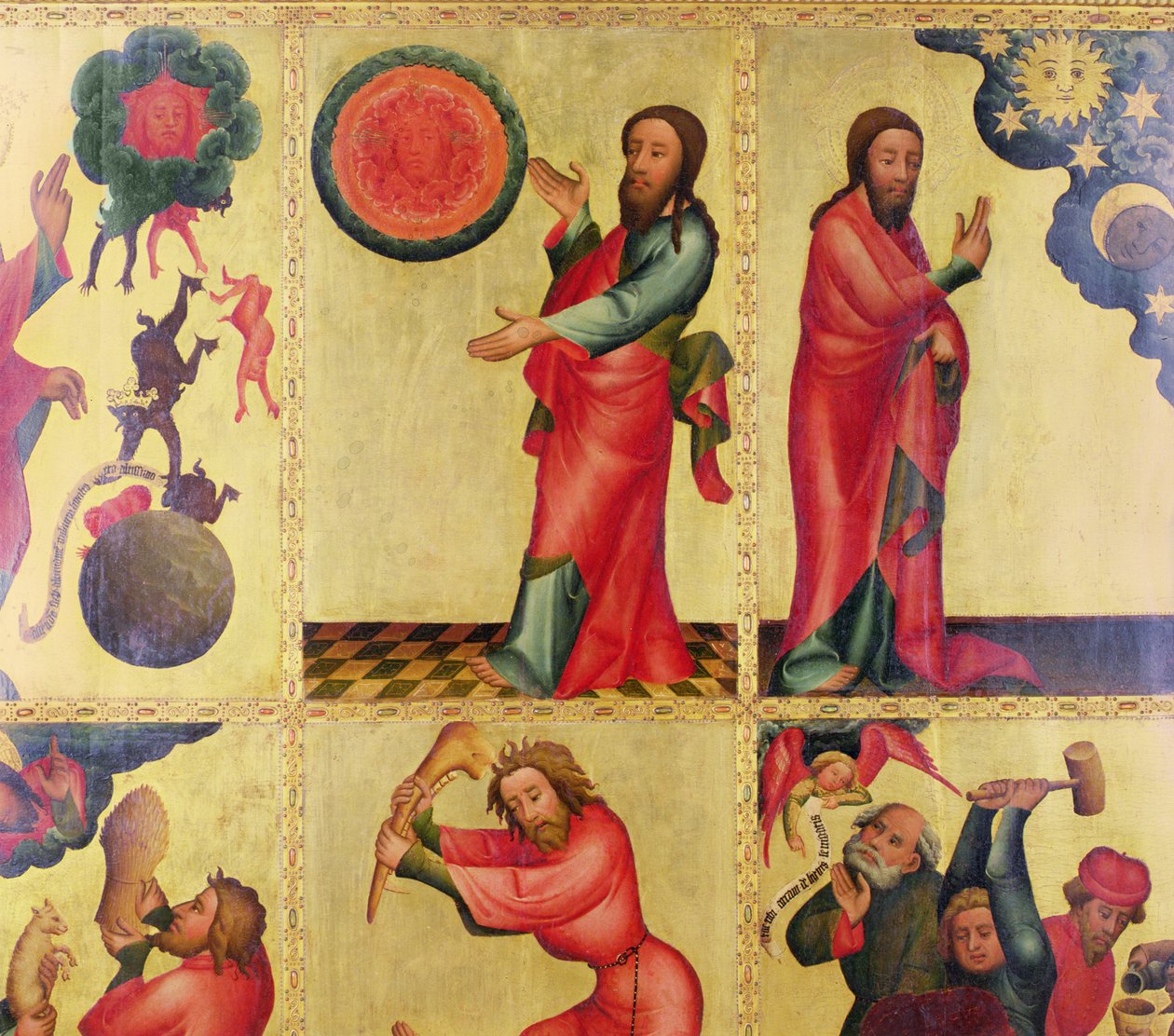 Venstre fløj af St. Peters højalter i Hamborg, Grabower-alteret, 1383 (tempera på panel) (detalje af 145257) af Master Bertram of Minden