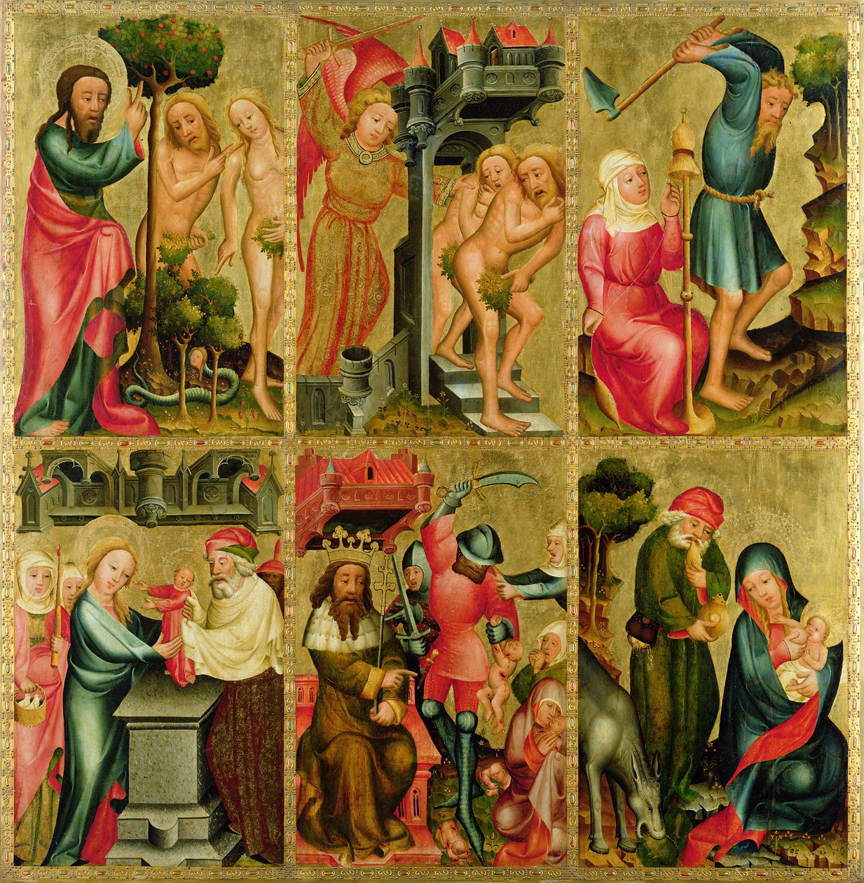 Højre fløj af St. Peters højalter i Hamborg, Grabower-alteret, 1383 (tempera på panel) af Master Bertram of Minden