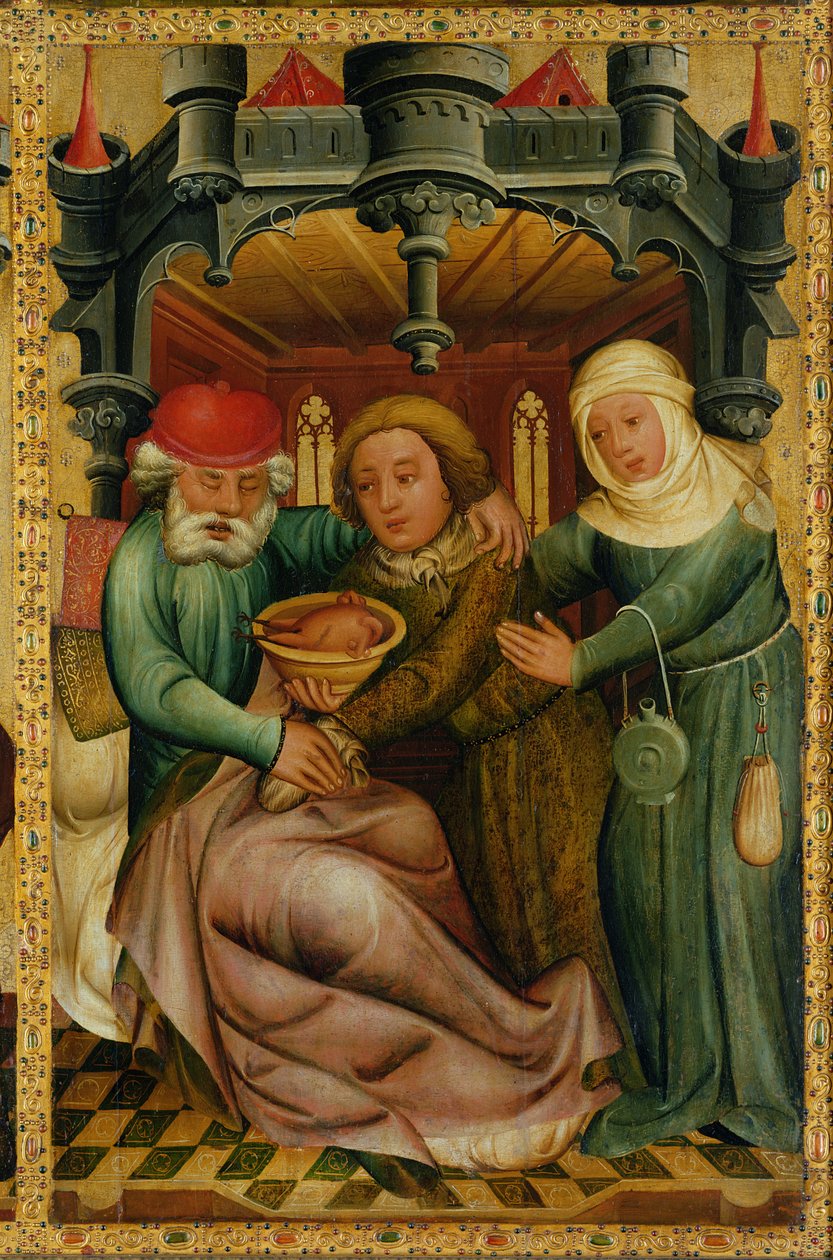 Den stjålne velsignelse fra St. Peters højalter i Hamborg, Grabower-alteret, 1383 (tempera på panel) af Master Bertram of Minden