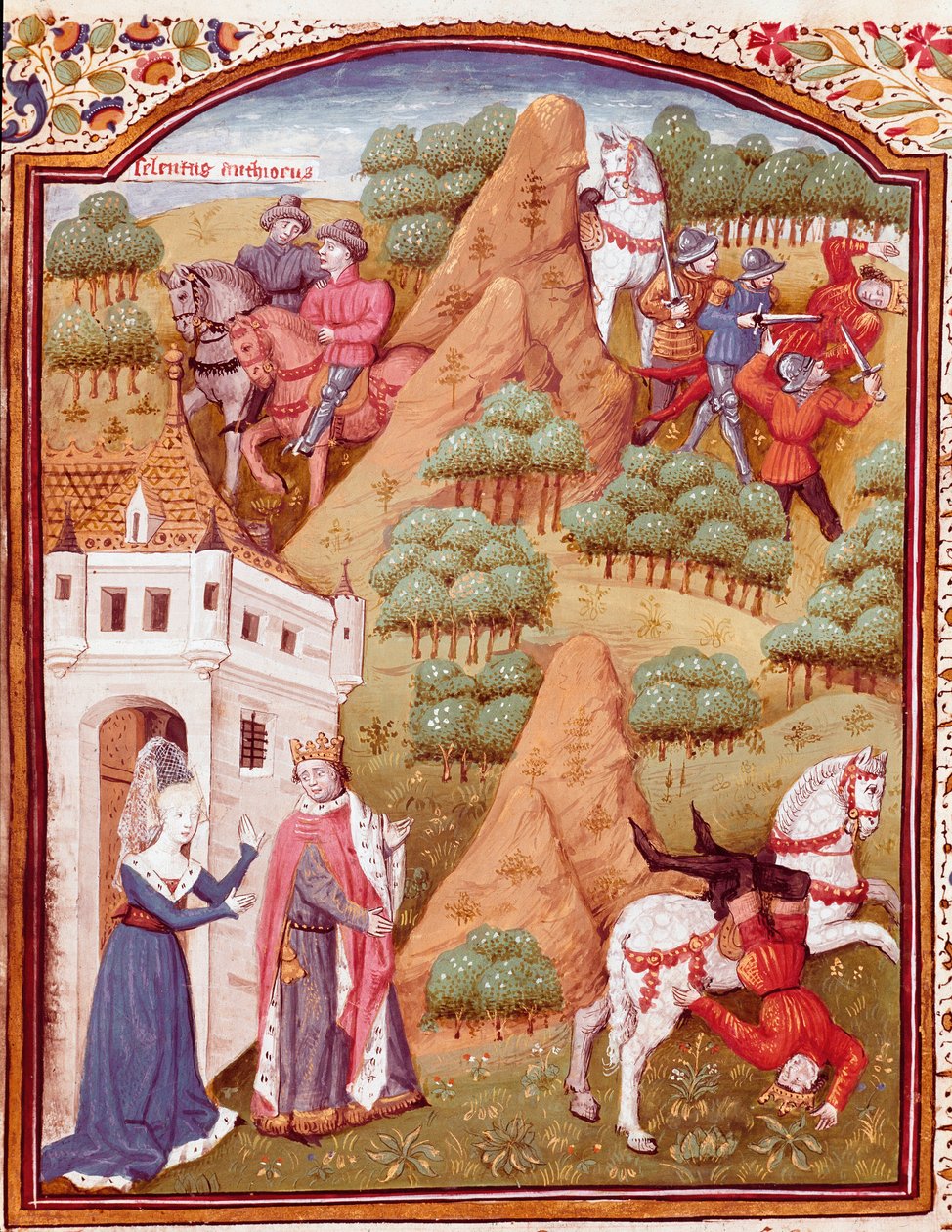 Seleucus (Seleucus) I Nikator og hans far Antiochos (Antiochus) konge af Asien og Syrien. Miniature taget fra "" Sagerne om ædle mænd og uheldige kvinder"" (De casibus) af Giovanni Boccaccio sagde Jean Bo af Master Dunois