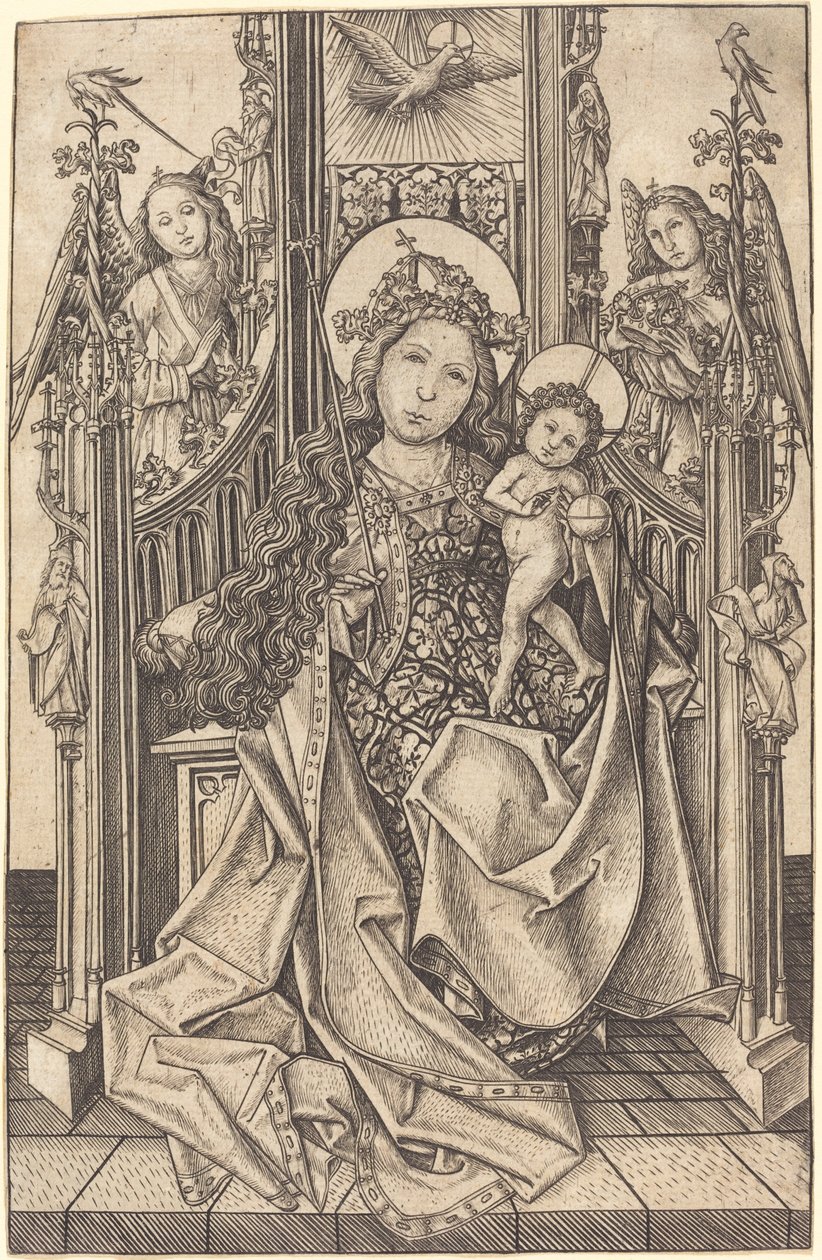 Madonna og barn på tronen af Master E.S.