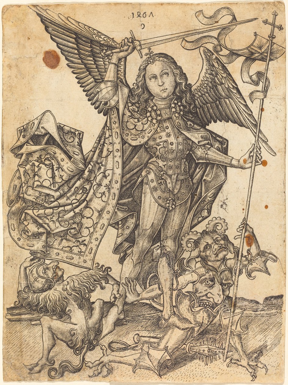 Sankt Michael besejrer djævle af Master E.S.