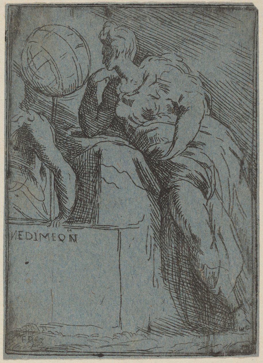 Endymion af Master F.P. after Parmigianino