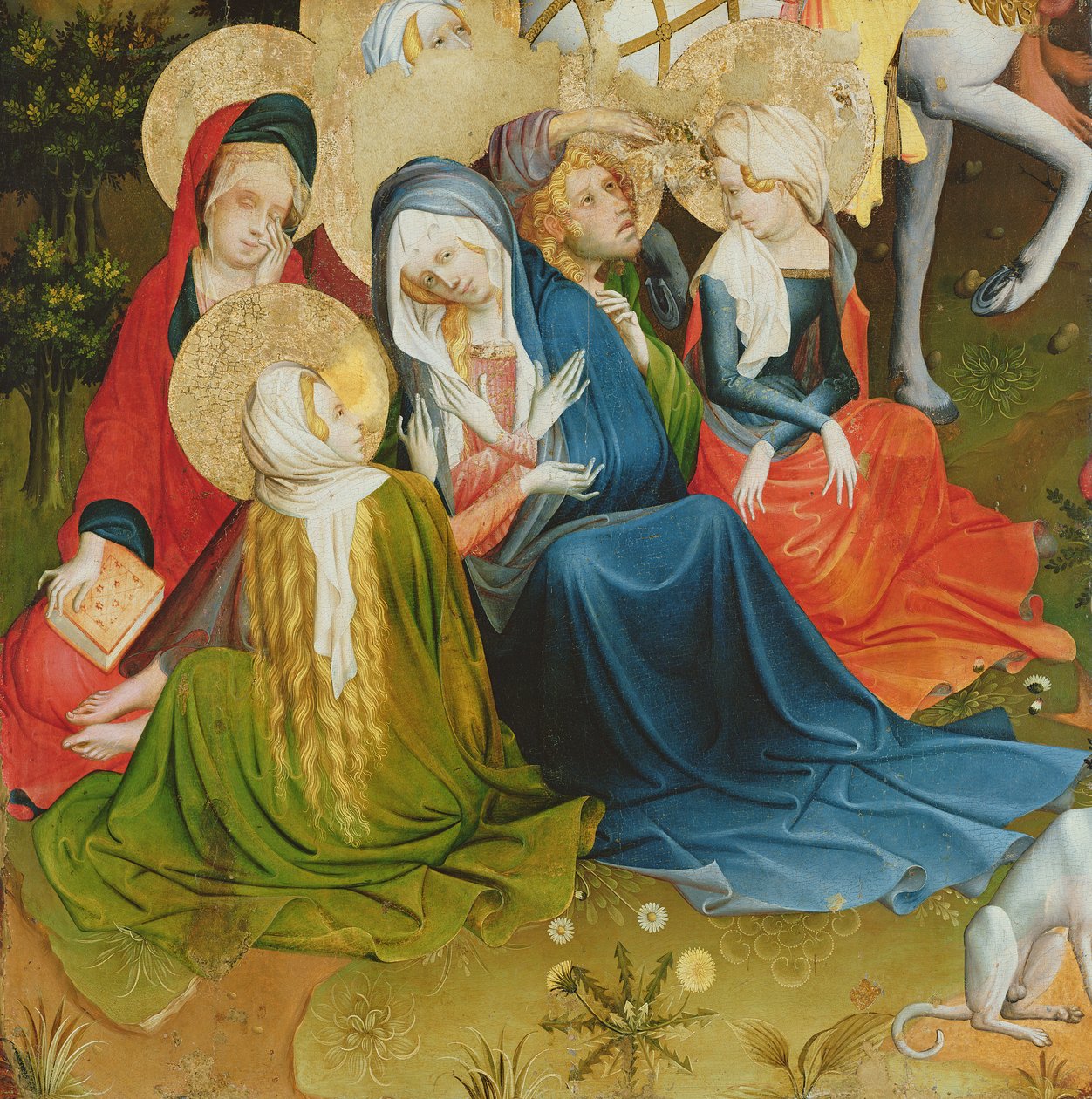 Gruppe af kvinder ved korsfæstelsen, panel fra St. Thomas-alteret fra Johanneskirken, Hamborg, påbegyndt i 1424 (tempera og olie på panel) af Master Francke