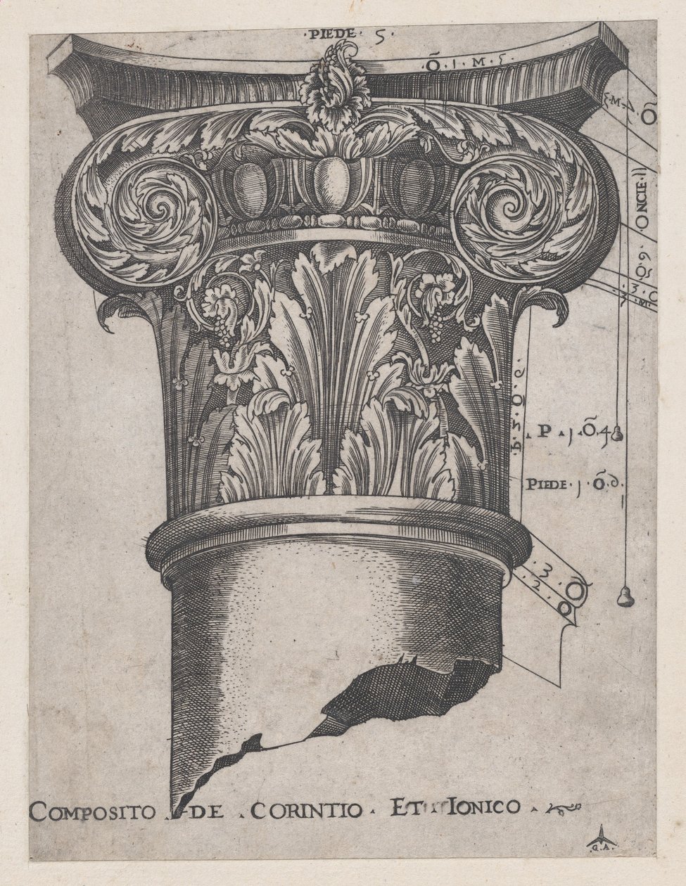 Mirror of Roman Magnificence: Sammensætning af korinthisk og ionisk, ca. 1537, ca. 1537 af Master GA