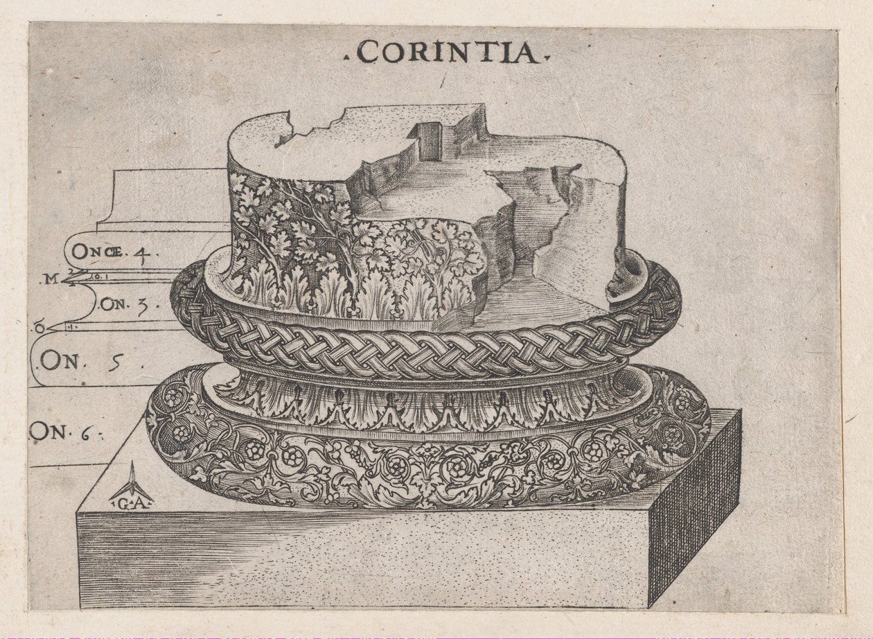 Spejl af romersk storhed: korintisk base, ca. 1537., ca. 1537 af Master GA