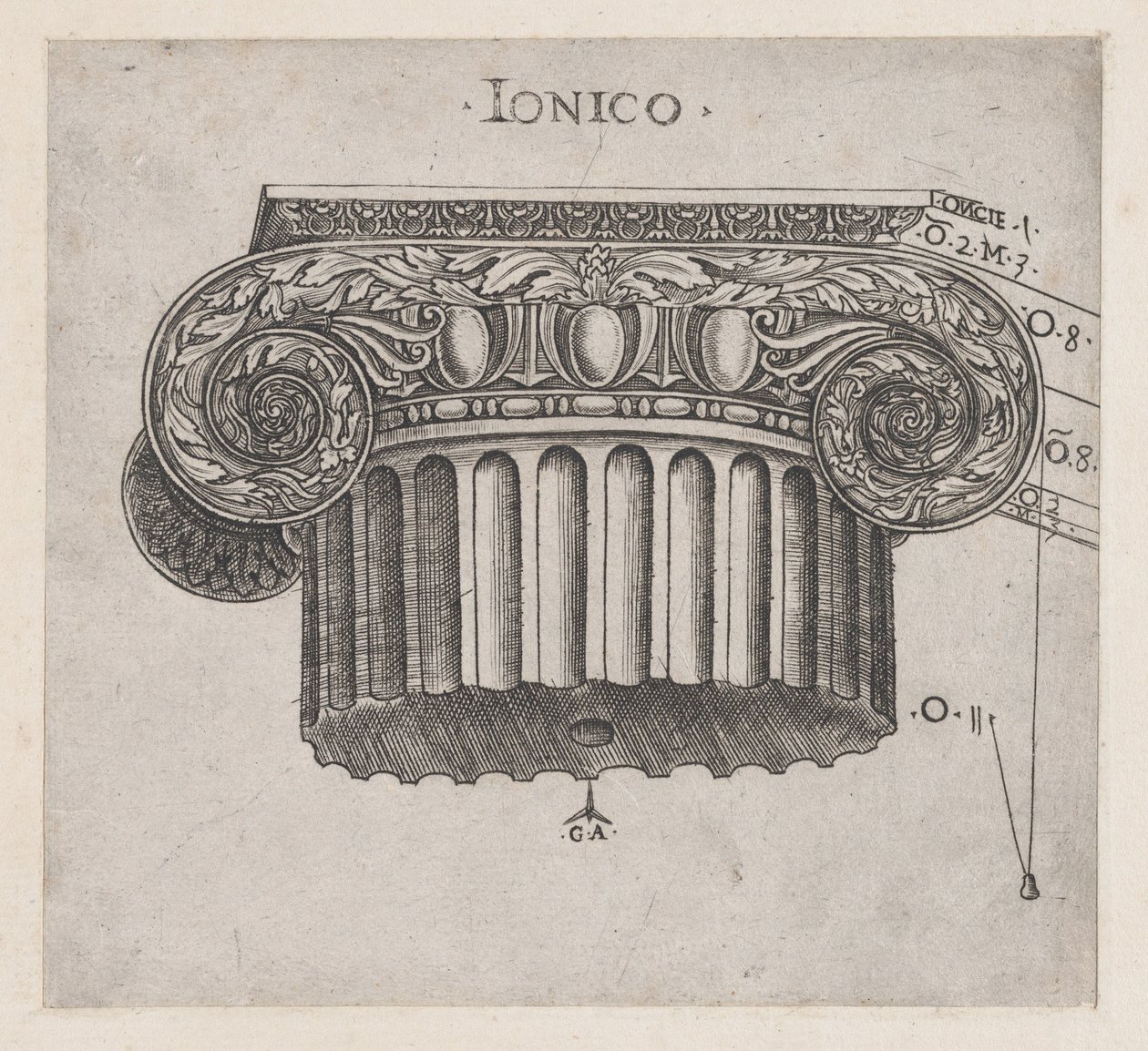 Mirror of Roman Magnificence: Ionisk hovedstad, ca. 1537., ca. 1537 af Master GA