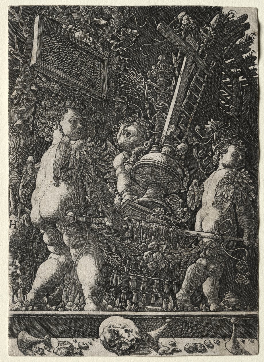 Engle, der bærer passionens emblemer af Master H. L.