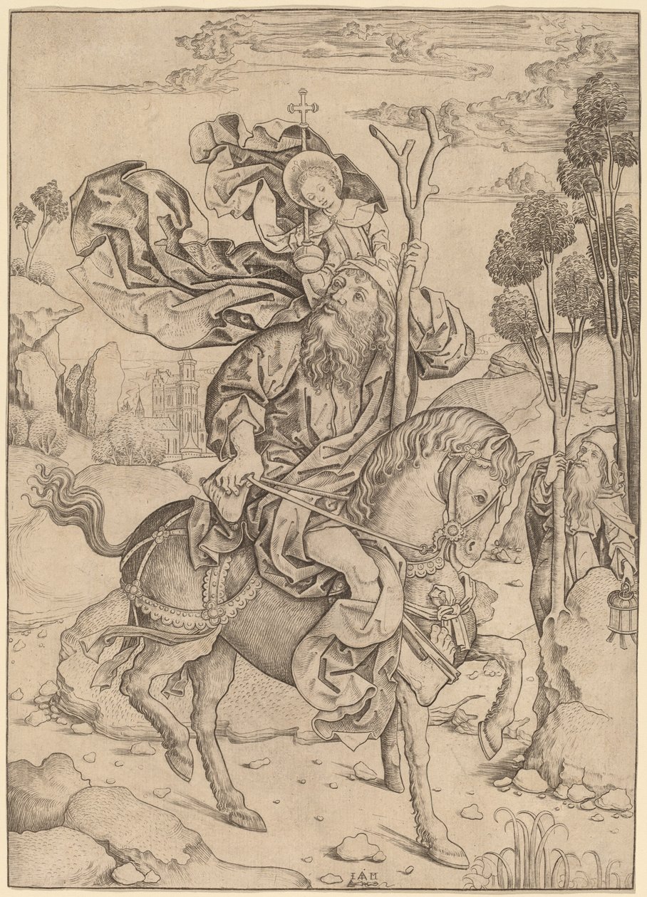 Sankt Christopher til hest af Master I.A.M. of Zwolle