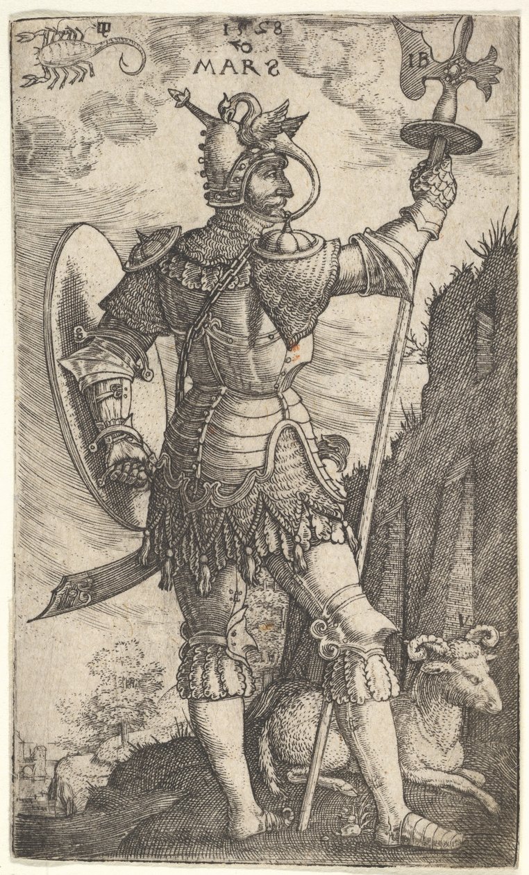 Mars fra The Gods Who Preside Over the Planet, 1528. af Master I.B.