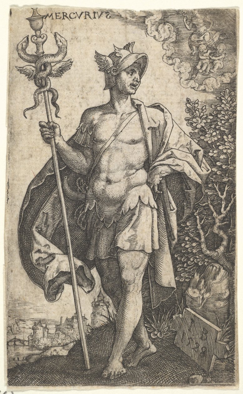 Mercury fra The Gods Who Preside Over the Planets, 1528. af Master I.B.