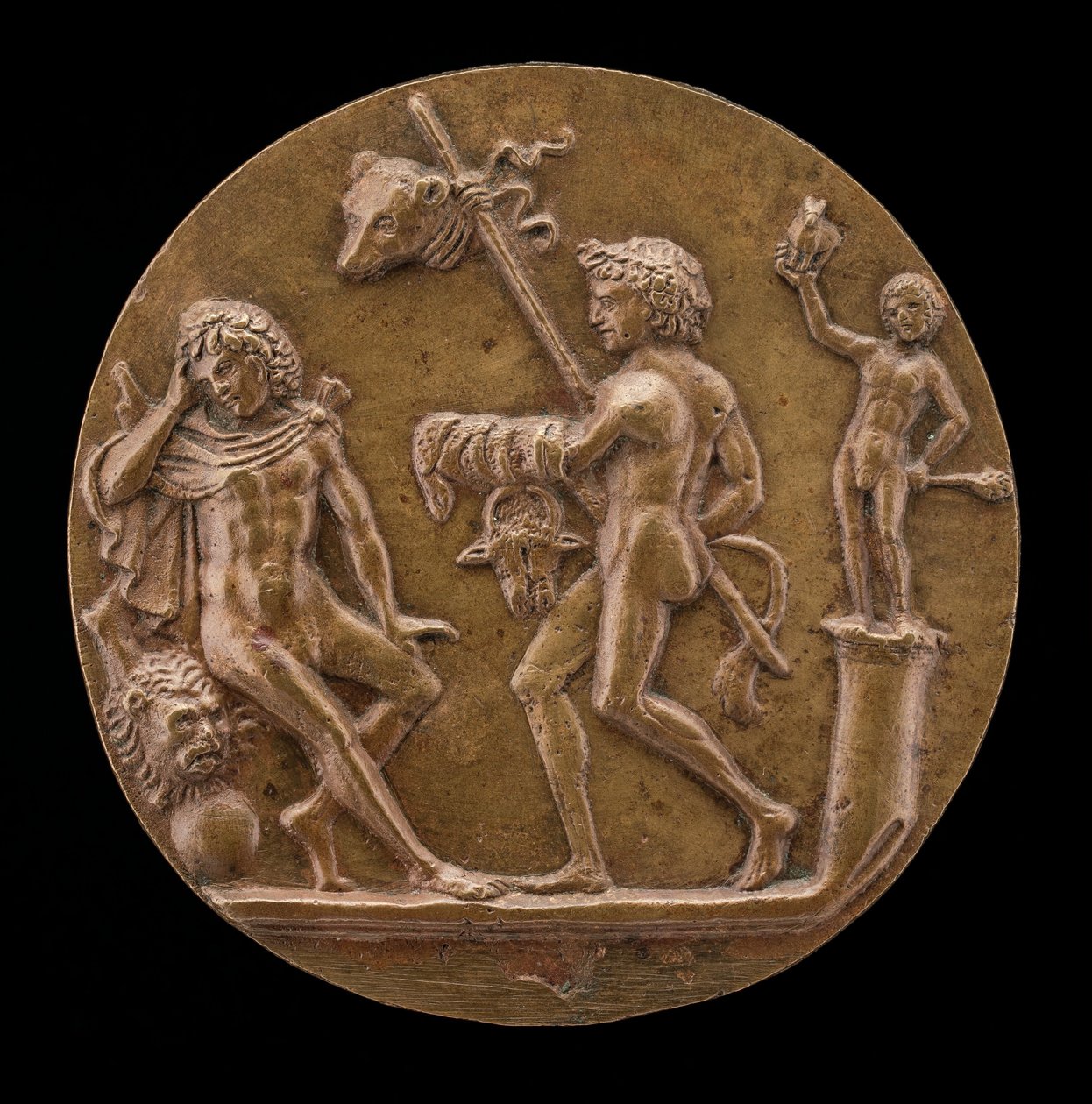 Herkules med Bacchic Figurer, anden halvdel af 1400-tallet. af Master IO.FF.