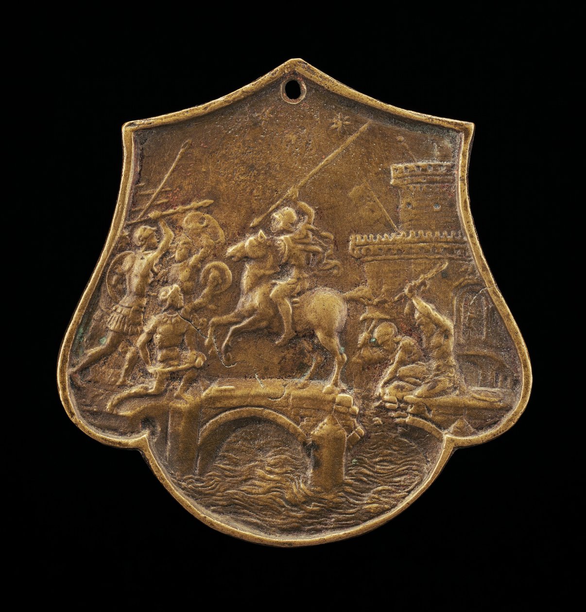 Horatius Cocles Defending the Bridge, anden halvdel af 1400-tallet. af Master IO.FF.