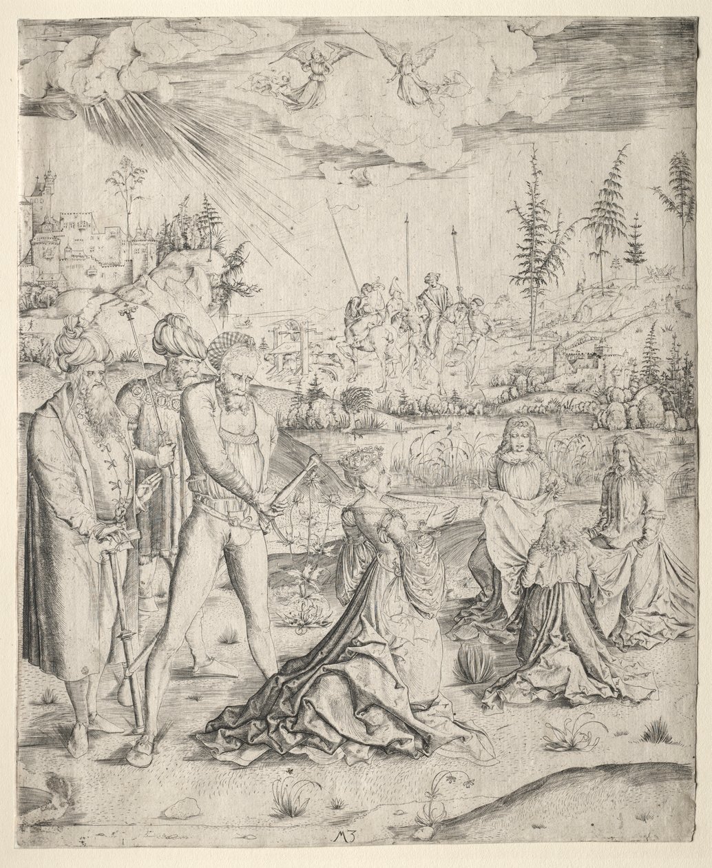 Den hellige Katarinas martyrium af Master MZ