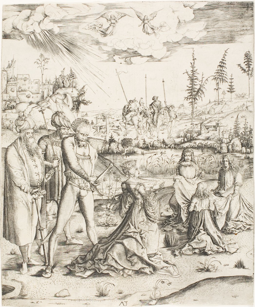 Den hellige Katarinas martyrium af Master MZ