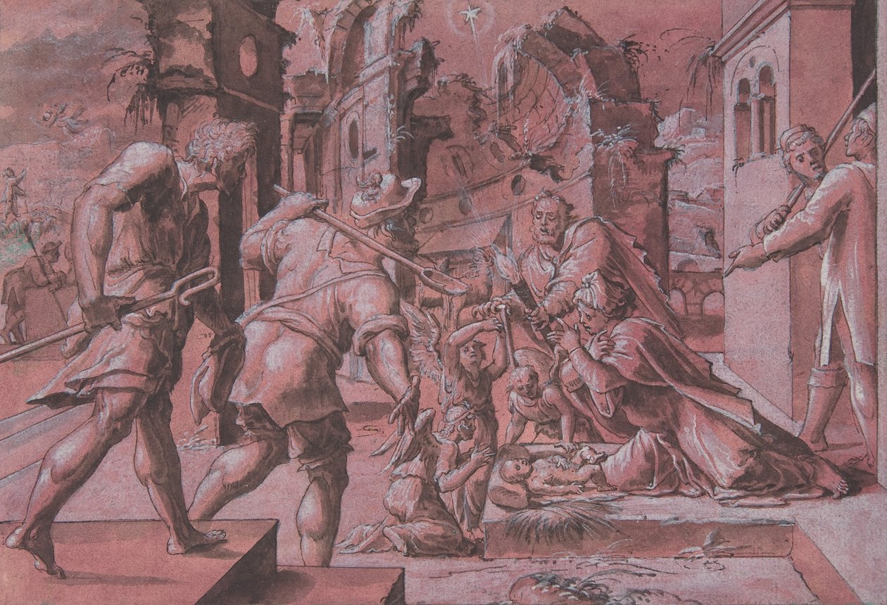 Hyrdernes tilbedelse, 1540-60. af Master Of The Liechtenstein Adoration