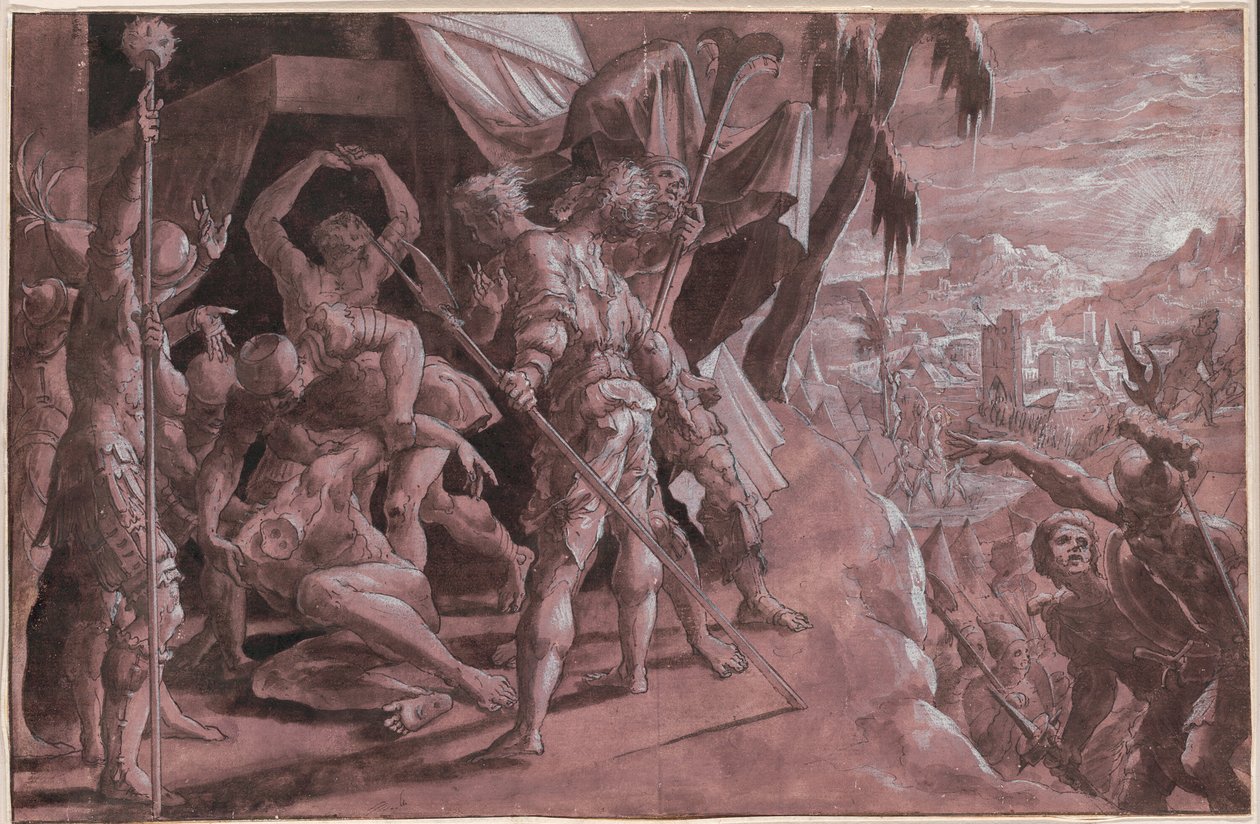 Soldater opdager Holofernes lig af Master Of The Liechtenstein Adoration