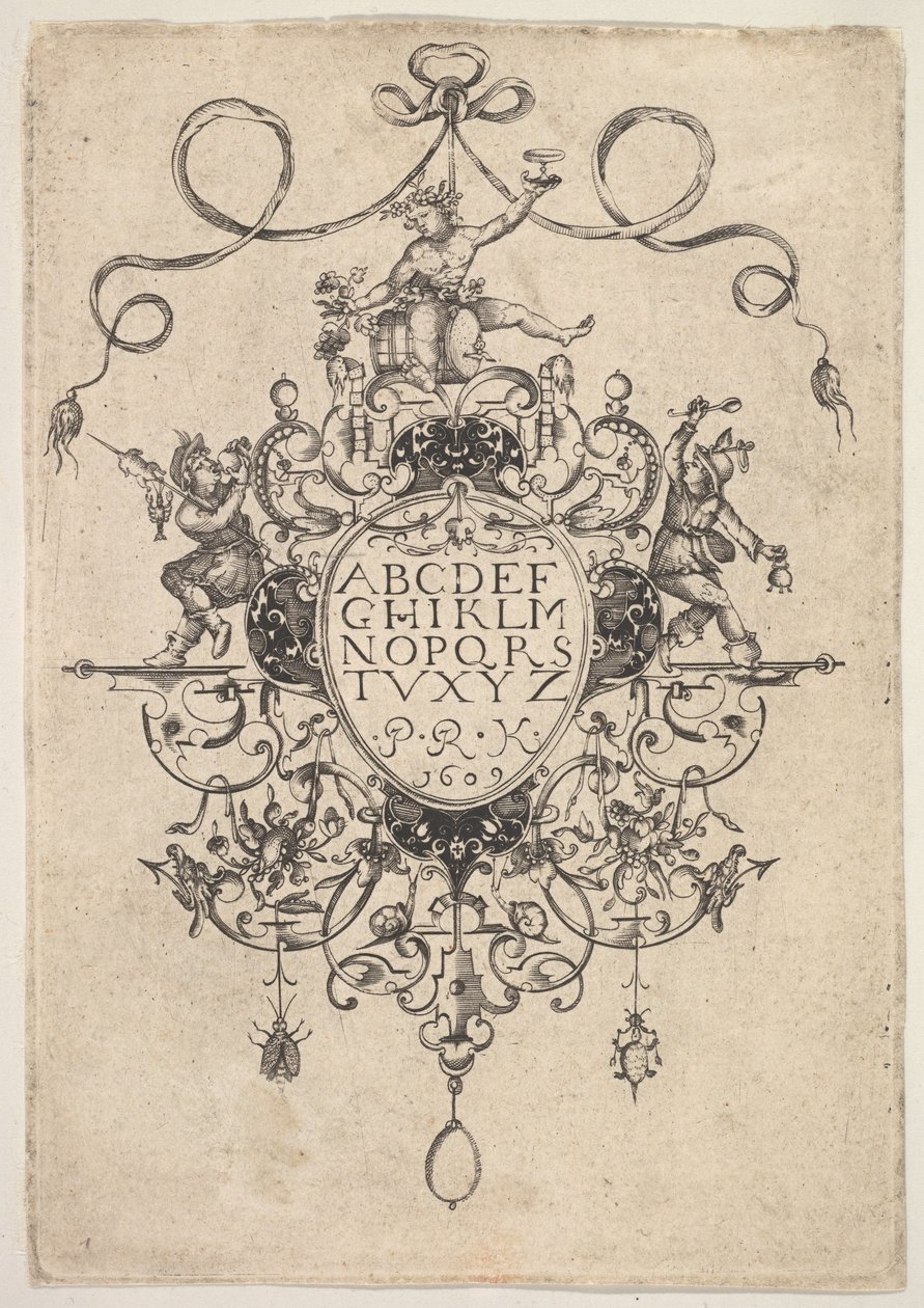 Design til et vedhæng med alfabetet, 1609. af Master PRK