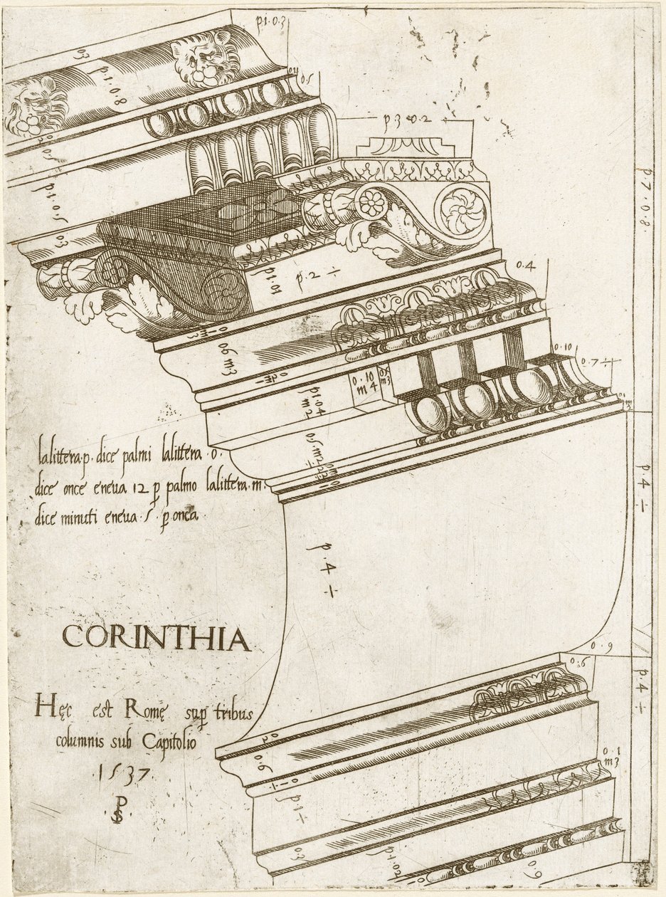 Entablatur fra Vespasians tempel, Rom af Master PS